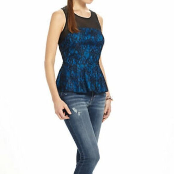 🧶Anthropologie Lace & Sheer Peplum Top, 12 - Picture 4 of 14